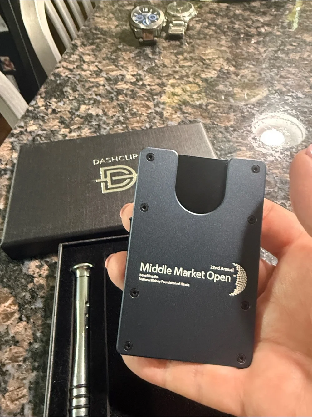New in the Box! Metal Card Wallet & Tool Set - Blue